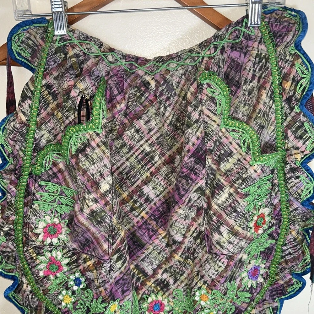Vintage Embroidered Apron Womens Floral Guatemalan Folk‎ Costume 90s Handcrafted